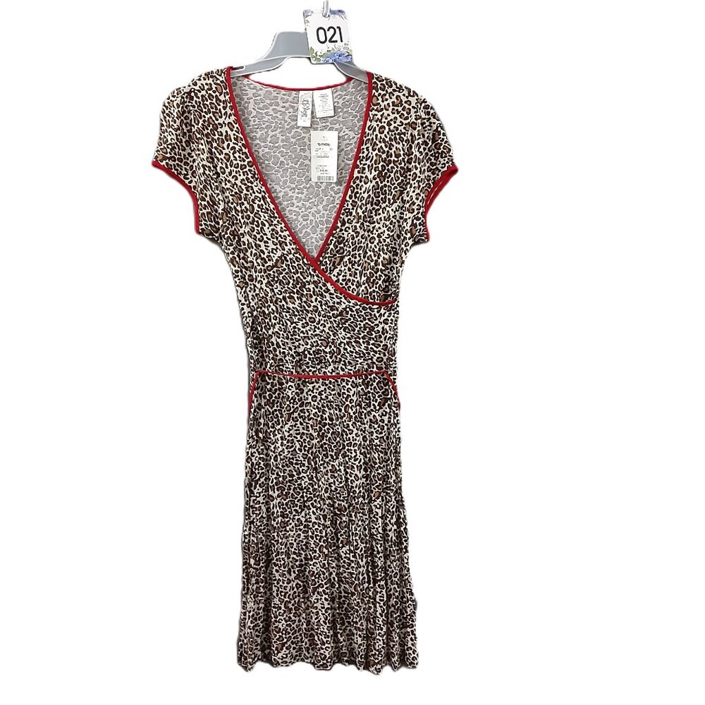 L8TER Woman's PJ Dress Leopard Print Size XL Pullover, Belt, NWT